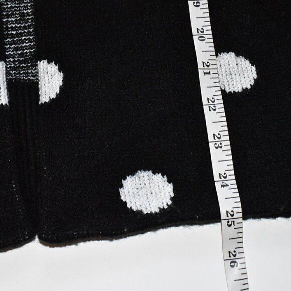 Verve Ami Long Sleeve Open Front Cardigan Sweater Black White Polka Dots Size S - Picture 5 of 12